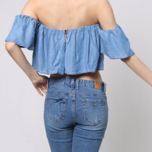 Guess Chambray Corset Tops - Picture 2 of 6